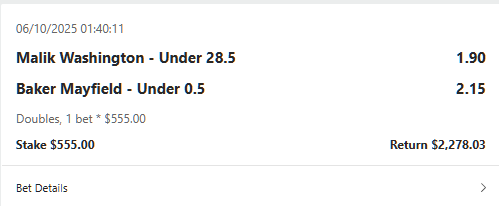 NFL winning betslip