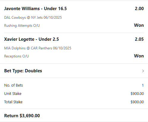 NFL winning betslip