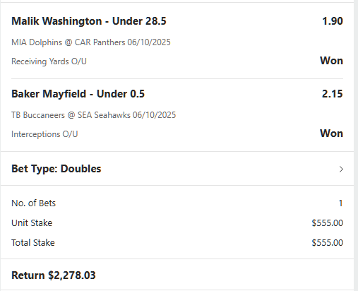 NFL winning betslip
