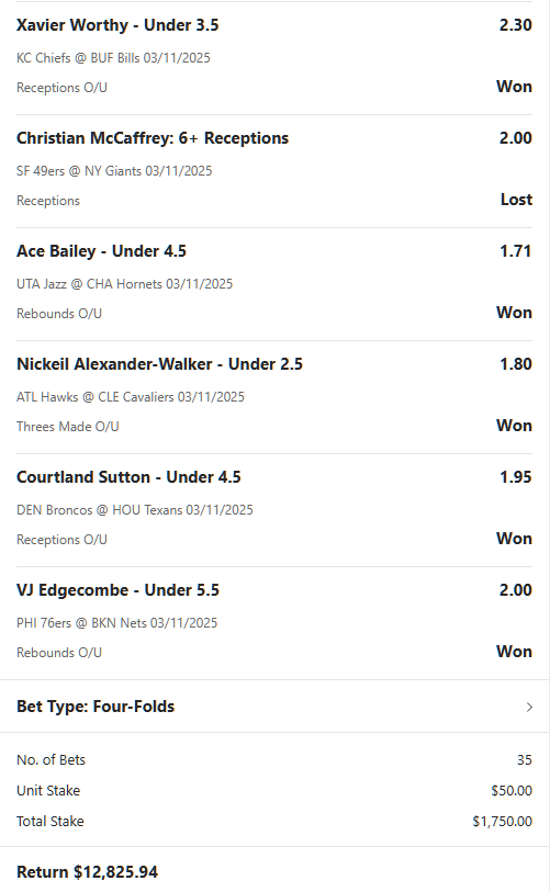 NFL winning betslip